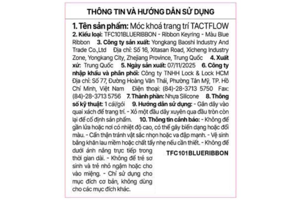 Móc khoá nhựa Tactflow Ribbon TFC101BLUERIBBON - 2