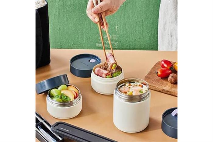 Bộ 3 hộp cơm giữ nhiệt inox 480 -310 - 230 ml LocknLock All-Fit Lunch Box LHC8014IVY Màu Kem