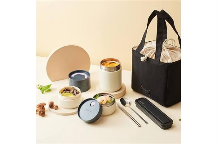 Bộ 3 hộp cơm giữ nhiệt inox 480 -310 - 230 ml LocknLock All-Fit Lunch Box LHC8014IVY Màu Kem