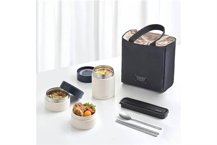 Bộ 3 hộp cơm giữ nhiệt inox 480 -310 - 230 ml LocknLock All-Fit Lunch Box LHC8014IVY Màu Kem