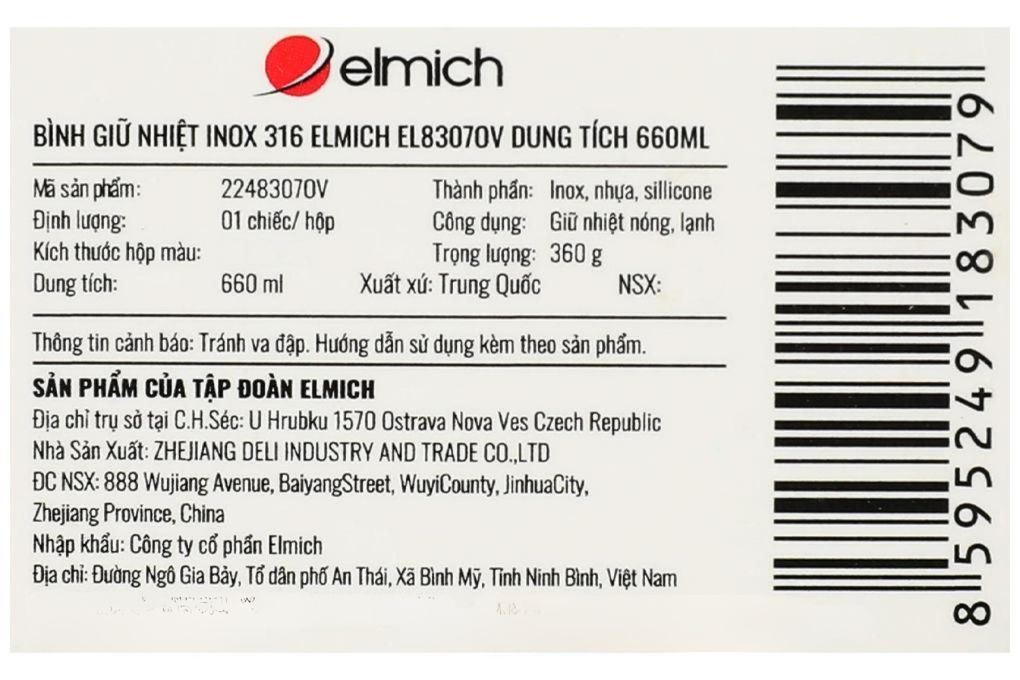Bình giữ nhiệt Inox 650 ml Elmich EL8307OV - 6
