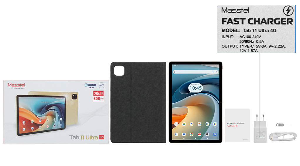 Bộ sản phẩm gồm: Sách hướng dẫn, Bao da, Cây lấy sim, Hộp máy, Cáp Type C - Type C, Củ sạc nhanh rời đầu Type C