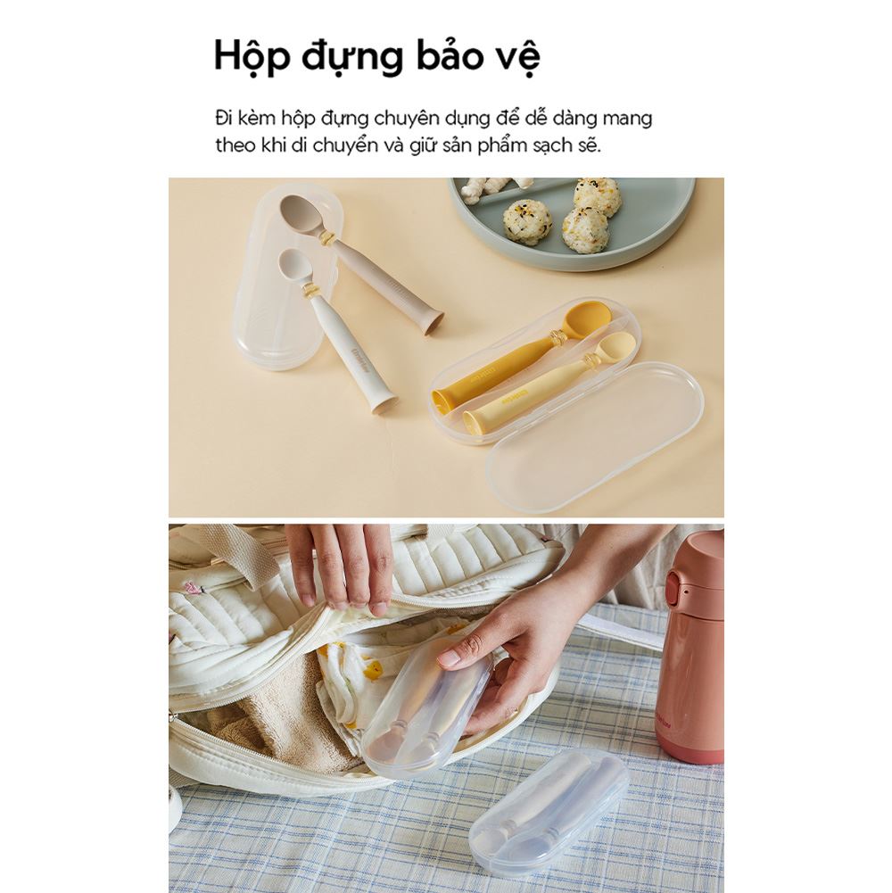 Bộ thìa trẻ em 2 món nhựa PPSU+Silicone LocknLock LBB302IVY
