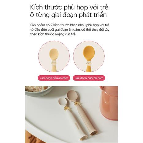 Bộ thìa trẻ em 2 món nhựa PPSU+Silicone LocknLock LBB302IVY