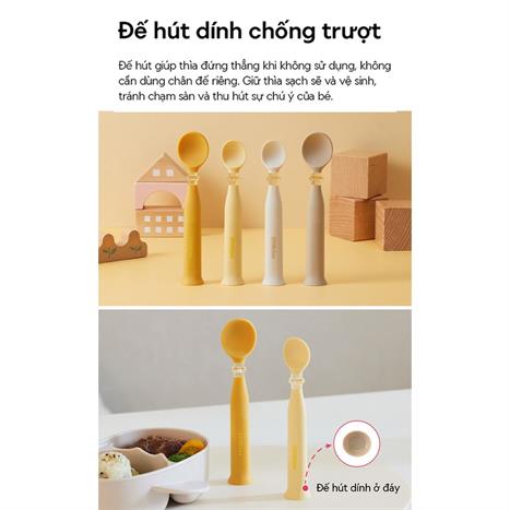 Bộ thìa trẻ em 2 món nhựa PPSU+Silicone LocknLock LBB302IVY
