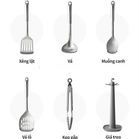 Bộ vá sạn inox Lock&Lock CKT330S01 Màu Xám