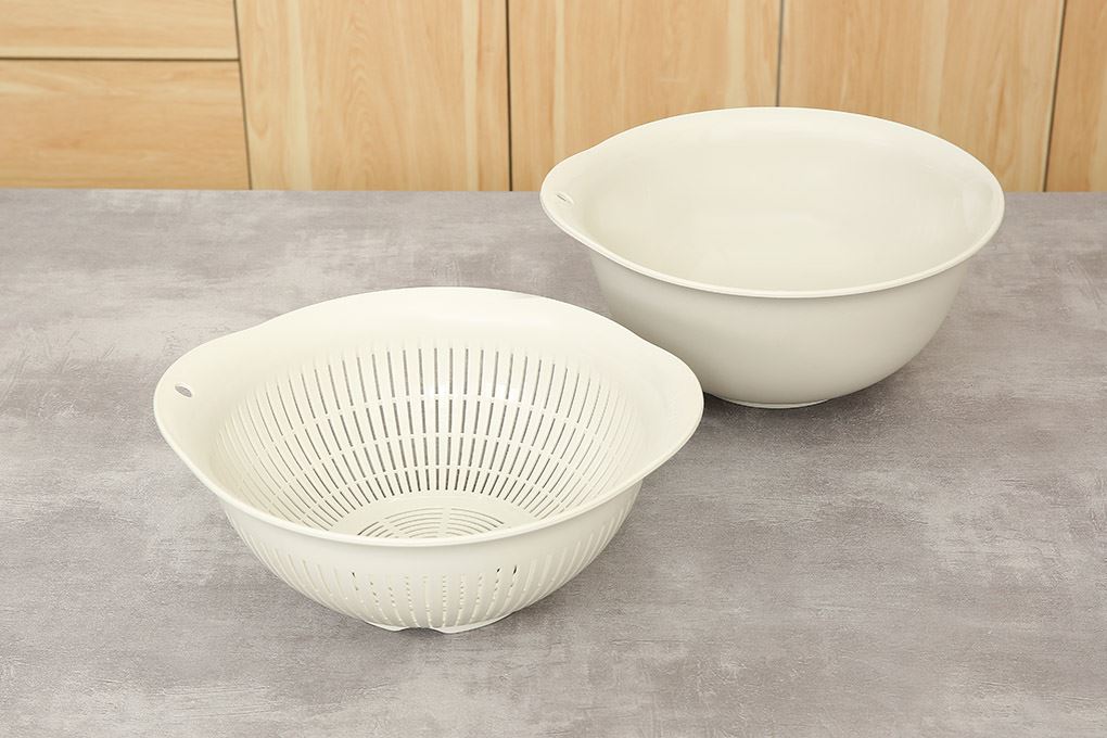 Bộ thau rổ nhựa 30 cm Inochi Yoko HIN.TRBO.0030 Màu Màu be