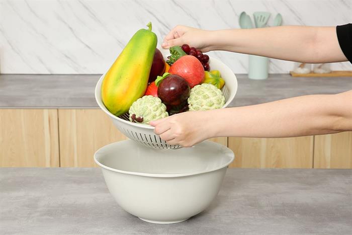 Bộ thau rổ nhựa 30 cm Inochi Yoko HIN.TRBO.0030 Màu Màu be