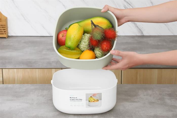 Bộ thau rổ nhựa 27 cm Inochi Yoko HIN.TRCQ.0027 Màu Xanh