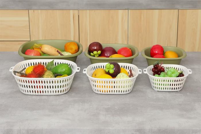 Bộ 6 thau rổ nhựa Delites TY-69002 Màu Xanh lá nhạt