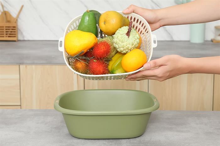 Bộ 6 thau rổ nhựa Delites TY-69002 Màu Xanh lá nhạt