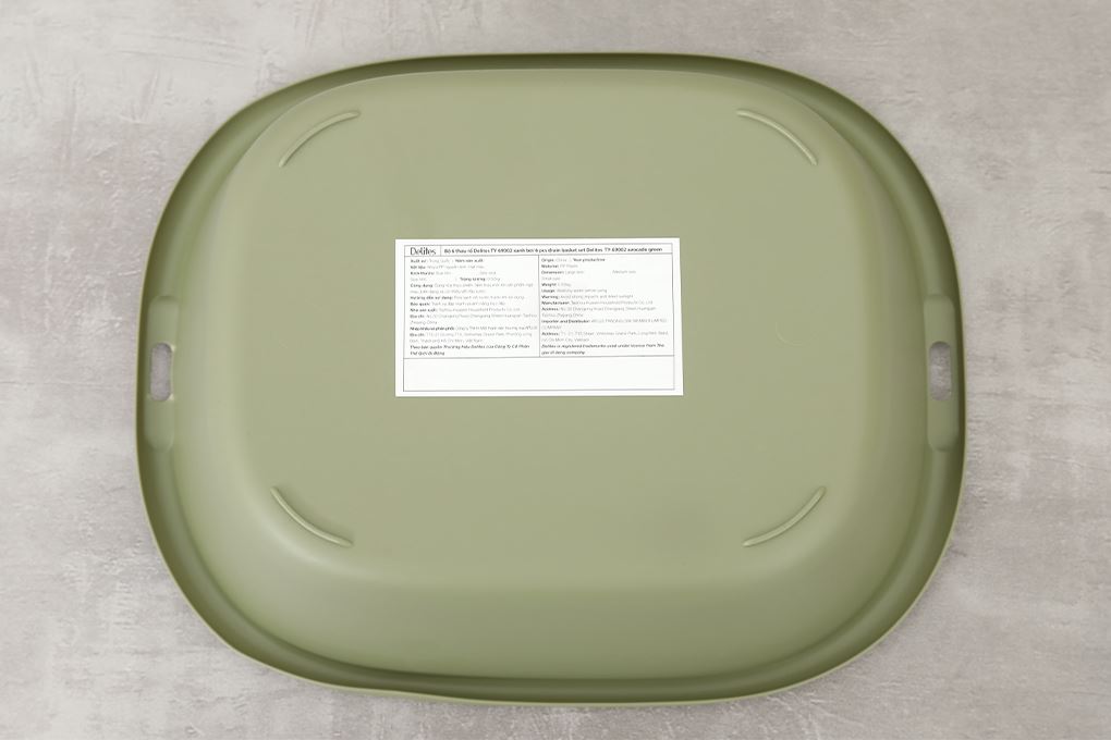 Bộ 6 thau rổ nhựa Delites TY-69002 Màu Xanh lá nhạt