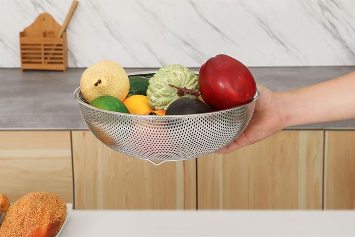 Rổ inox 28 cm Sunhouse Healthy KS-BA280I Màu Inox