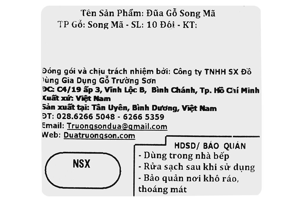 Bộ 10 đôi đũa gỗ song mã Trường Sơn Màu Nâu