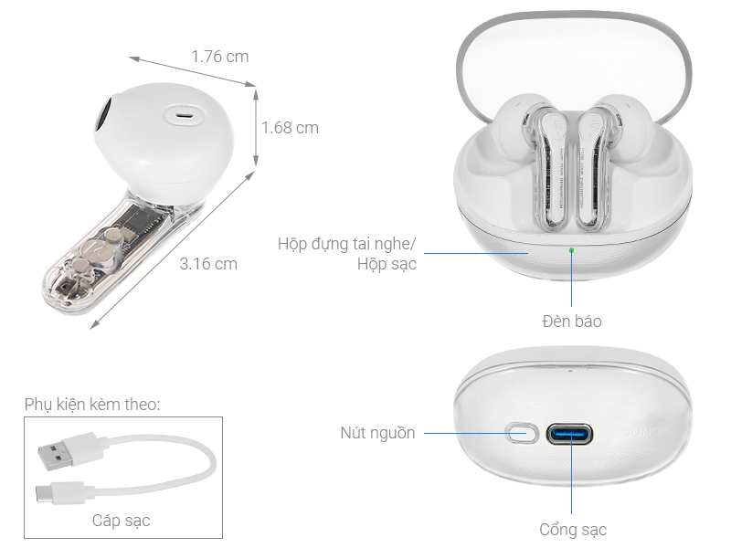 Tai nghe Bluetooth True Wireless Soundpeats Clear-Pods