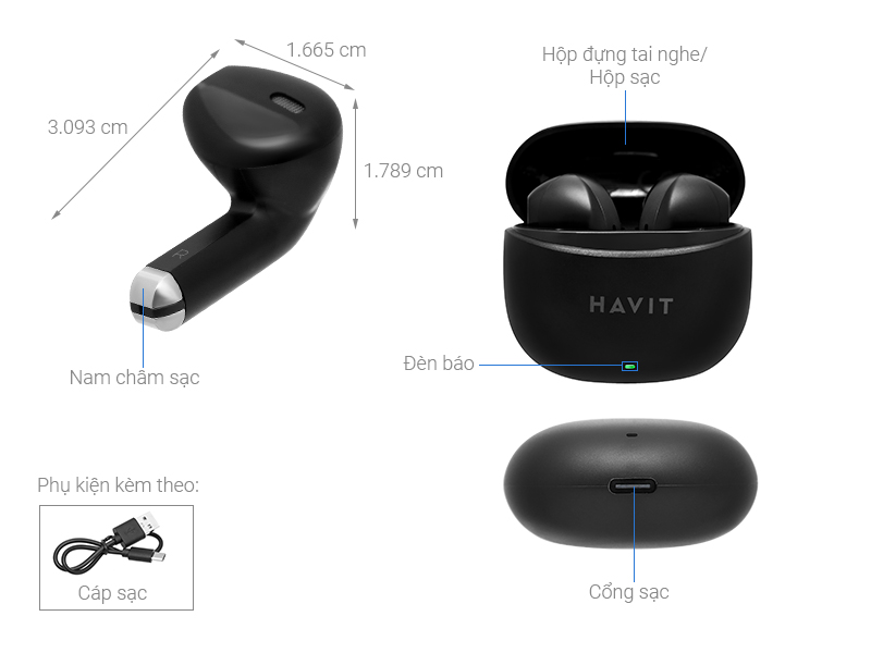 Tai nghe Bluetooth True Wireless Havit TW941