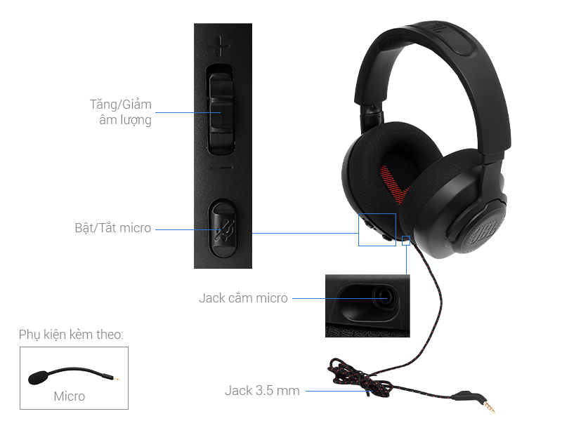 Tai nghe Chụp Tai Gaming JBL Quantum QTum100M2
