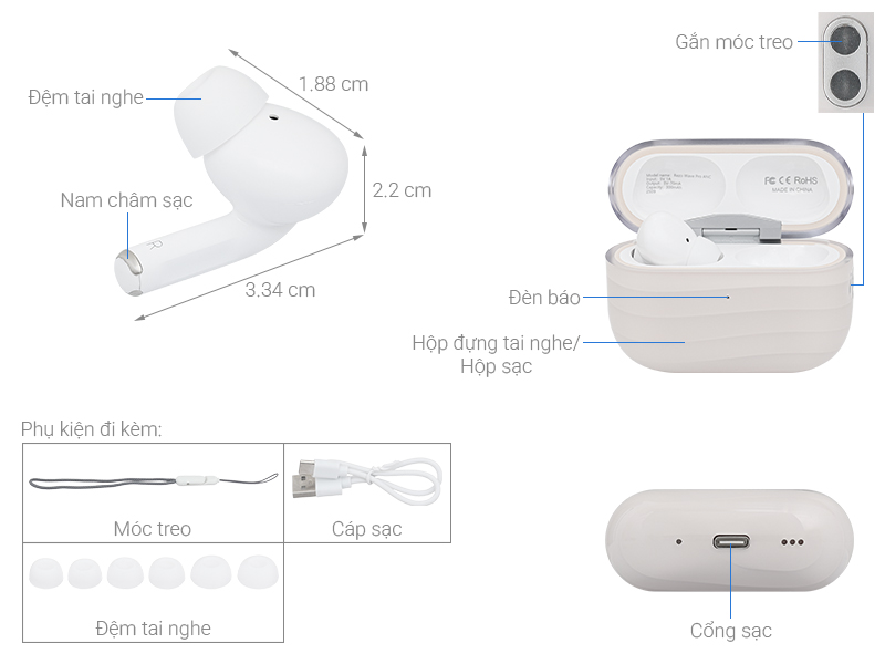 Tai nghe Bluetooth True Wireless Rezo Wave Pro ANC