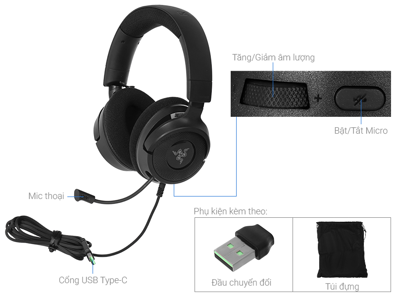 Tai nghe Chụp tai Gaming Razer Kraken V4 X