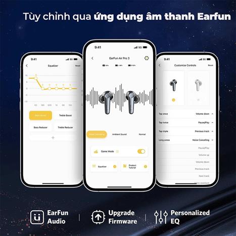 Tai nghe Bluetooth True Wireless Earfun Air Pro 3 - Đen Màu Đen