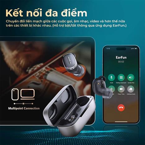 Tai nghe Bluetooth True Wireless Earfun Free Pro 3 - Đen Màu Đen