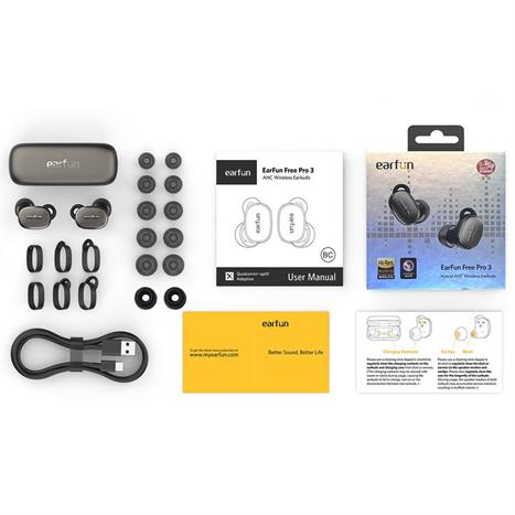 Tai nghe Blutetooth True Wireless Earfun Free Pro 3 - Đen Màu Đen