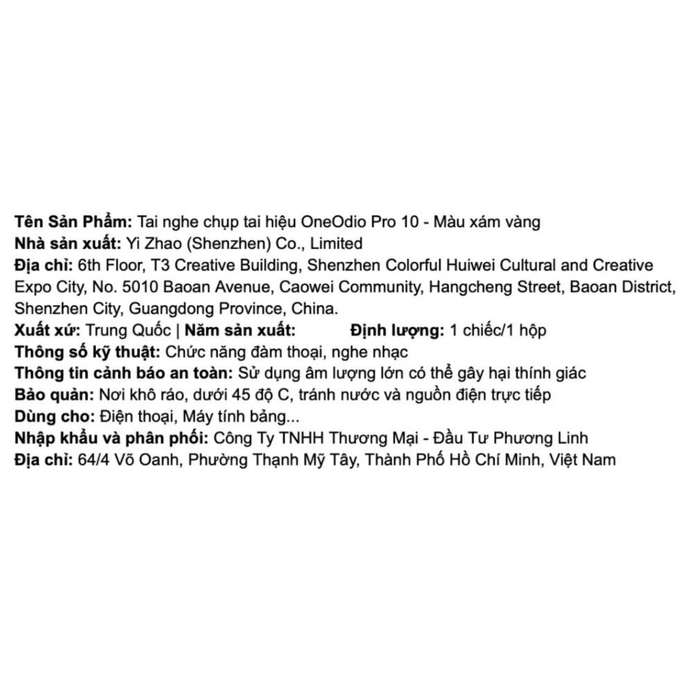Tai nghe chụp tai OneOdio Pro 10 - Xám Vàng Màu Xám