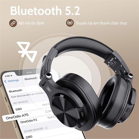 Tai nghe Bluetooth Chụp Tai OneOdio A70 - Đen Màu Đen