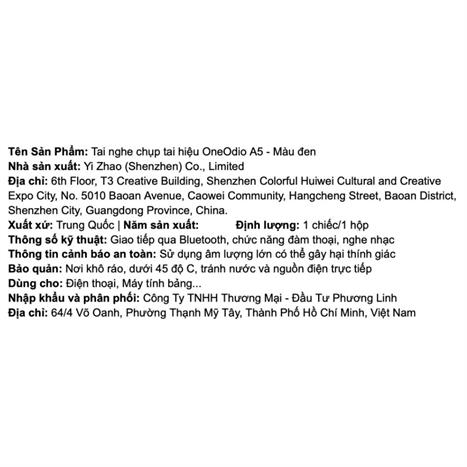 Tai nghe Bluetooth Chụp Tai OneOdio A5 - Đen Màu Đen