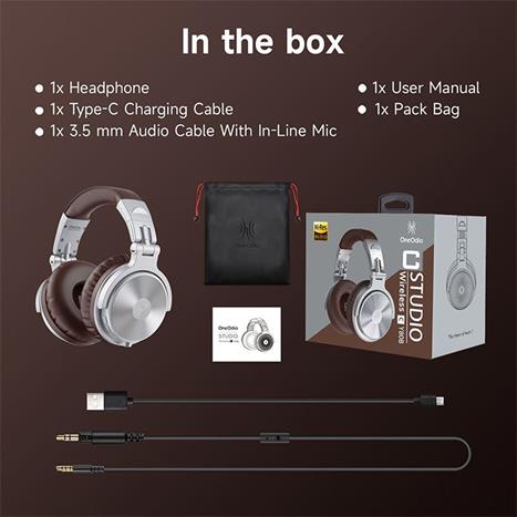 Tai nghe Bluetooth Chụp Tai OneOdio Pro C - Nâu Bạc Màu Bạc