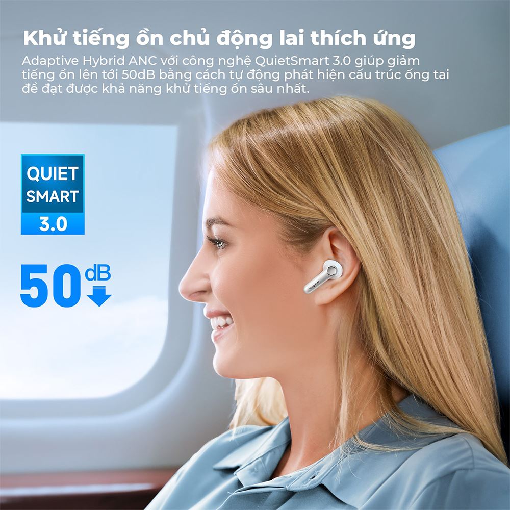 Tai nghe Bluetooth True Wireless Earfun Air Pro 4 - Trắng Màu Trắng