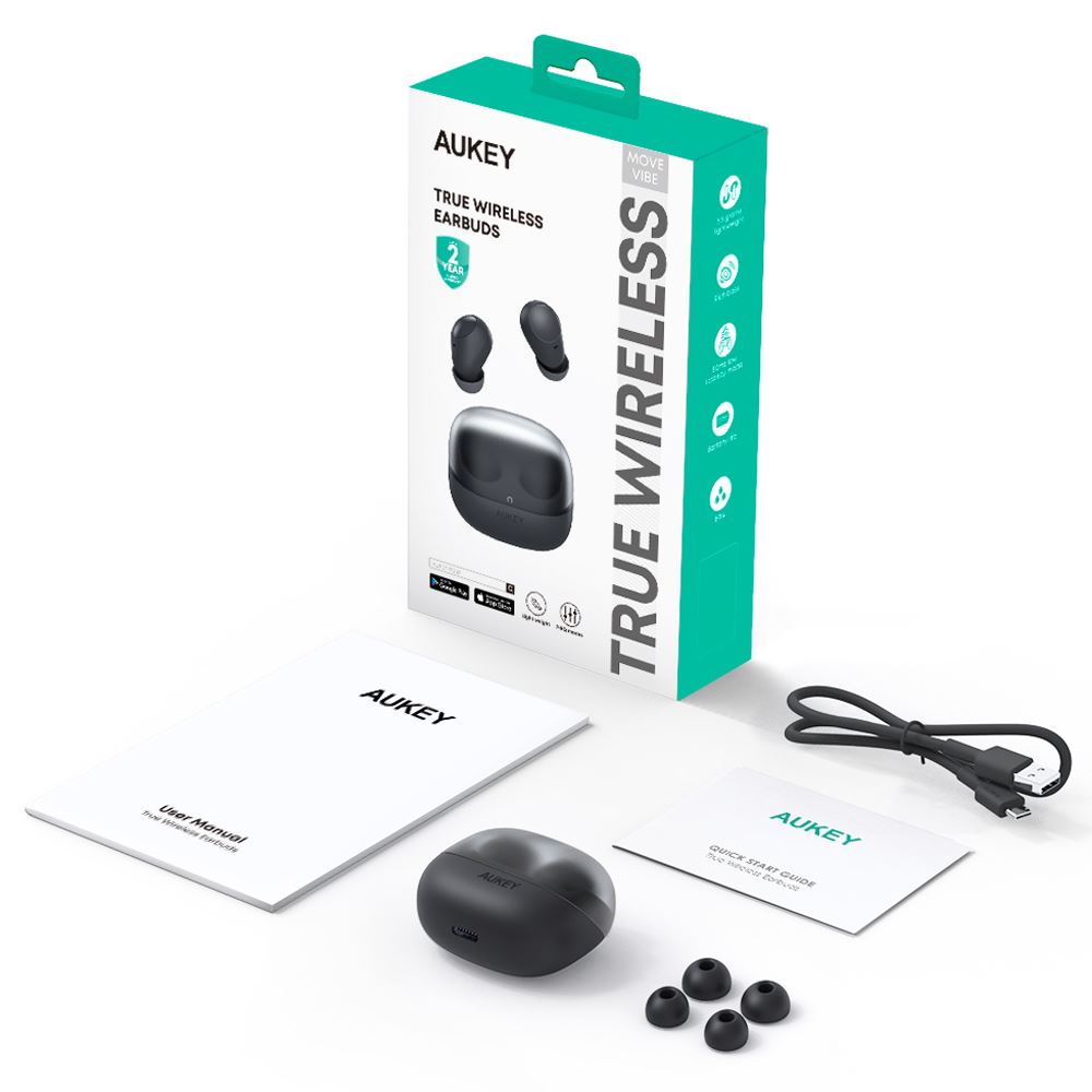 Tai nghe Bluetooth True Wireless Aukey EP-M3A - Xám Màu Xám