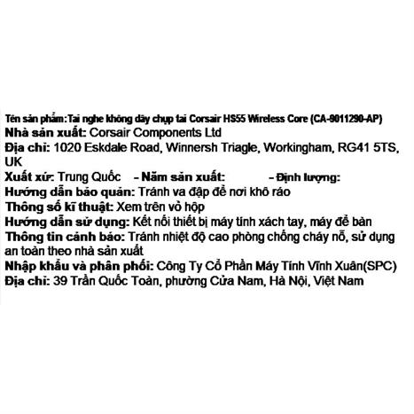 Tai nghe Bluetooth Chụp Tai Corsair HS55 Core/CA-9011290-AP Màu Đen