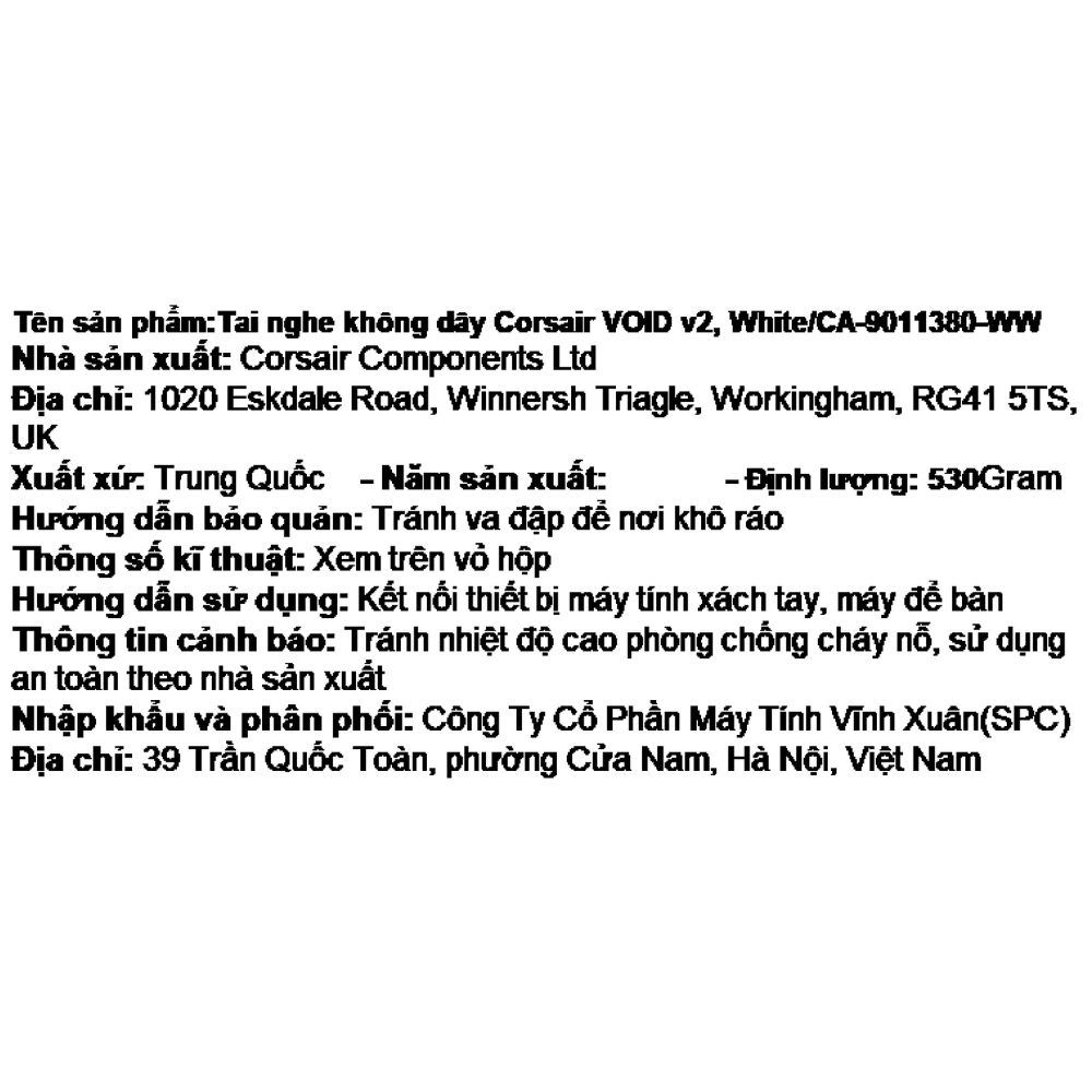 Tai nghe Bluetooth Chụp Tai Corsair VOID V2 White/CA-9011380-WW - 5