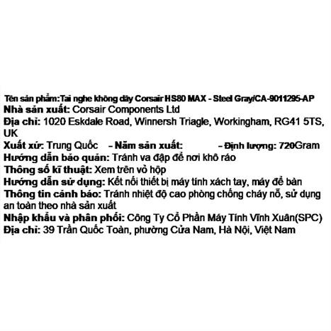 Tai nghe Bluetooth Chụp Tai Corsair HS80 MAX Steel Gray/CA-9011295-AP Màu Xám