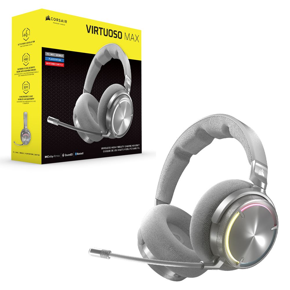 Tai nghe Bluetooth Chụp Tai Corsair Virtuoso MAX irtuoso MAX Silver/CA-9011373-WW