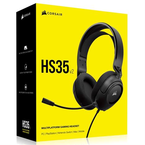 Tai nghe Chụp Tai Gaming Corsair HS35 V2 Carbon/CA-9011377-AP Màu Đen