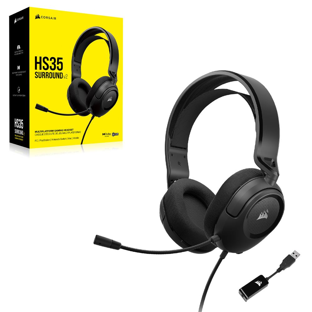 Tai nghe Chụp Tai Gaming Corsair HS35 Surround V2 Carbon/CA-9011386-AP