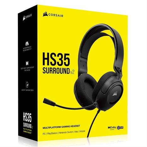 Tai nghe Chụp Tai Gaming Corsair HS35 Surround V2 Carbon/CA-9011386-AP Màu Đen