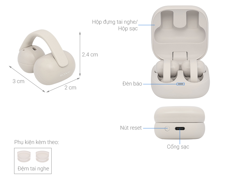 Tai nghe Bluetooth Open-Ear OWS Sony Clip WF-LC900