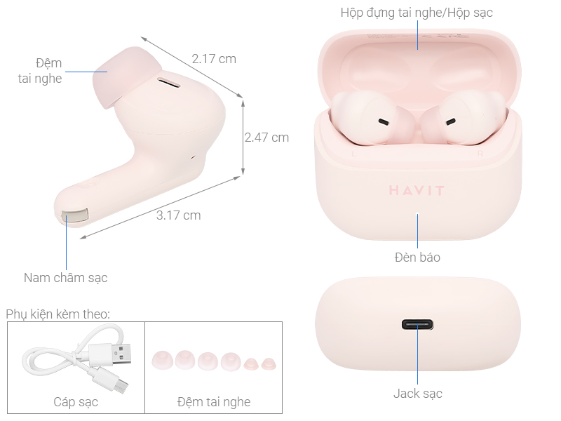 Tai nghe Bluetooth True Wireless Havit LIFE T1