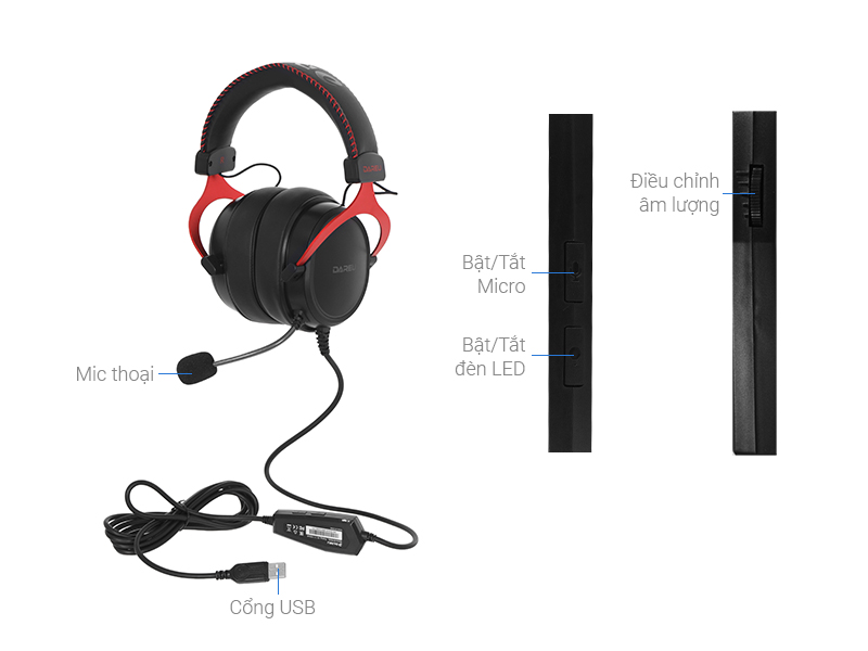Tai nghe Chụp Tai USB DAREU EH925L