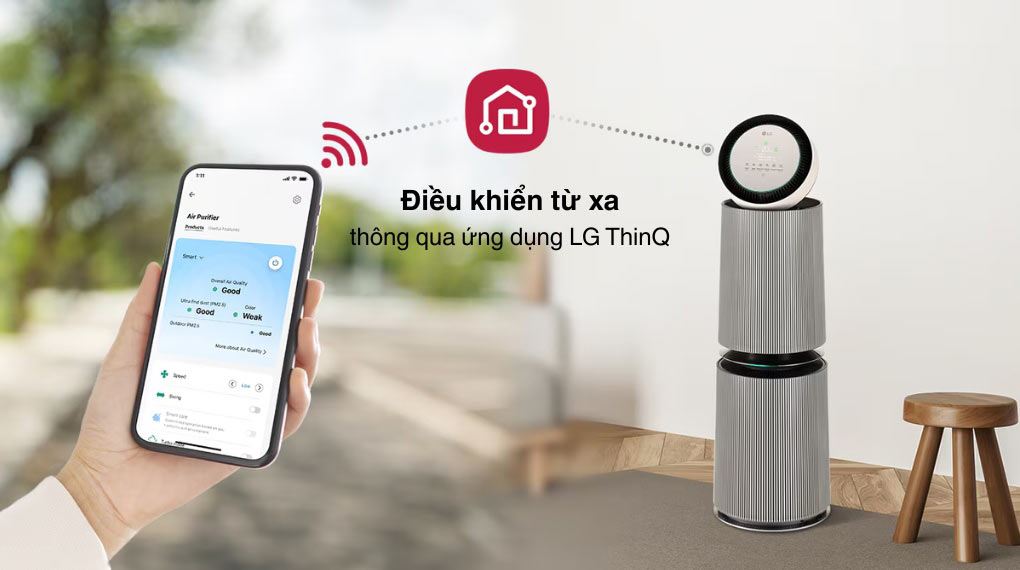 Điều khiển qua điện thoại - Máy lọc không khí LG PuriCare 360 Alpha Double AS10GDBY0.ABAE 72W