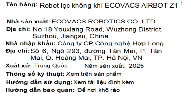 Máy lọc không khí ECOVACS AIRBOT Z1 45W Màu Đen