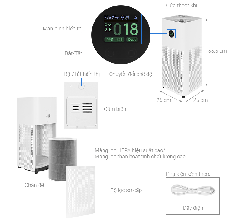 Máy lọc không khí Xiaomi Mijia Smart Air Purifier 6 EU (BHR08MZEU) 40W