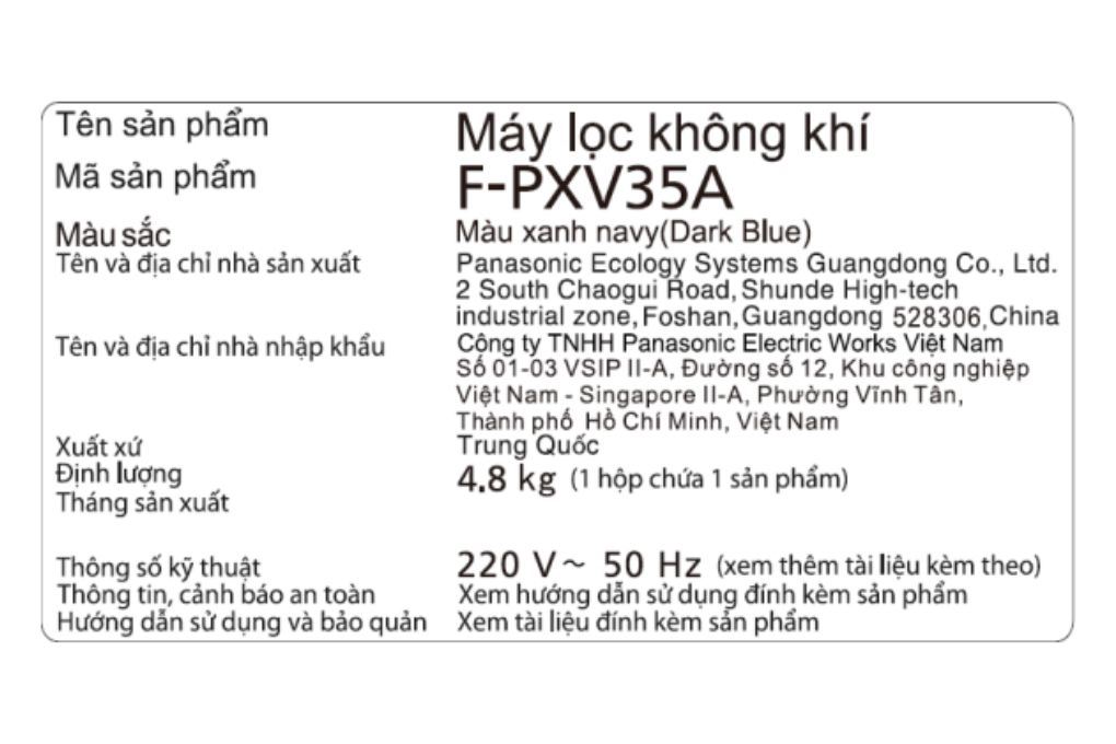 Máy lọc không khí Panasonic F-PXV35A-DB 24W - 5