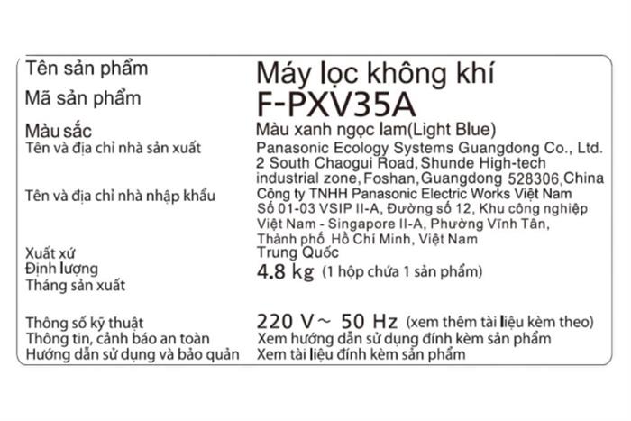 Máy lọc không khí Panasonic F-PXV35A-LB 24W Màu Xanh nhạt