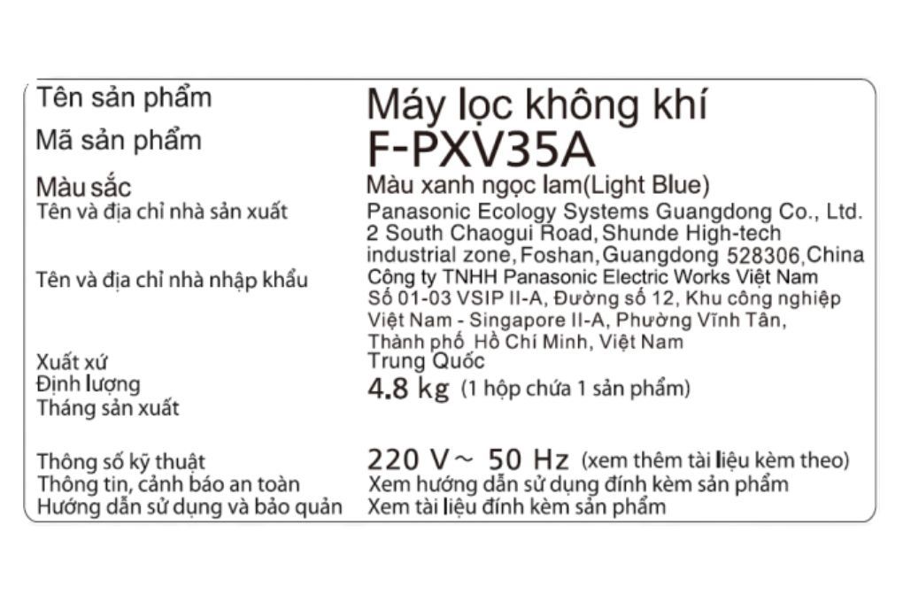 Máy lọc không khí Panasonic F-PXV35A-LB 24W - 4