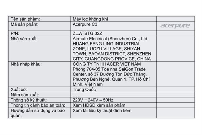 Máy lọc không khí Acerpure Cool C3 3in1 AC333-10W 27W Màu Trắng
