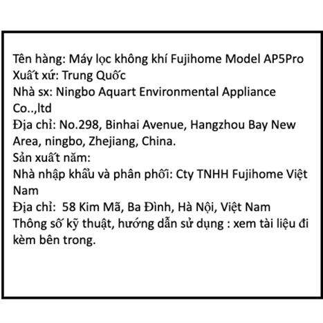 Máy lọc không khí FUJIHOME AP5Pro 60W Màu Trắng